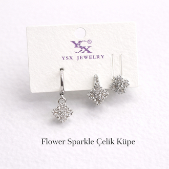 Flower Sparkle Çelik Küpe