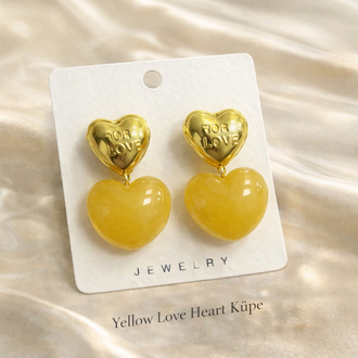 Yellow Love Heart Küpe