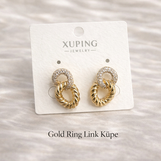 Gold Ring Link Küpe