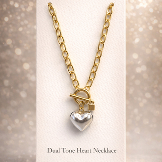 Duol Tone Heart Kolye