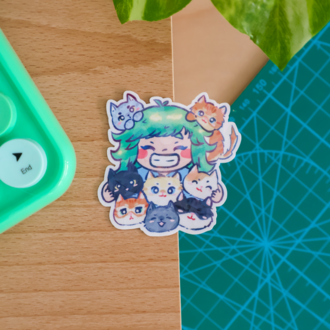 Basia With Cats Hologram Sticker