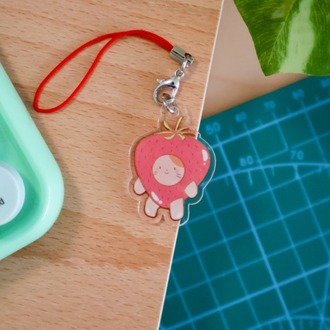 Strawberry Cat Charm