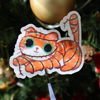Hologram Işıklı Kedi Sticker