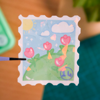 Hologramlı Lale Pul Sticker