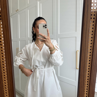 Beyaz Güpürlü Elbise