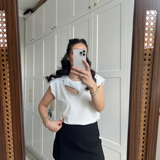 Oval Taşlı Tshirt