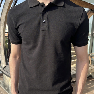 Siyah Polo Yaka - 190 GSM pike kumaş