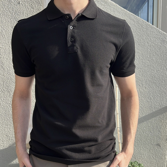 Siyah Polo Yaka - 190 GSM pike kumaş