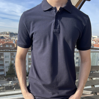 Lacivert Polo Yaka - 190 GSM pike kumaş