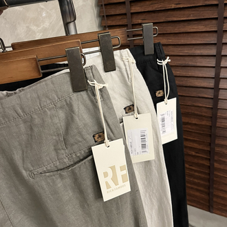 Rich famous keten pantolon taş