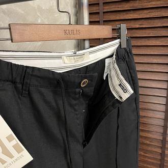 Rich famous keten pantolon siyah