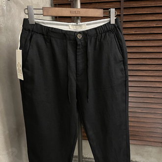Rich famous keten pantolon siyah
