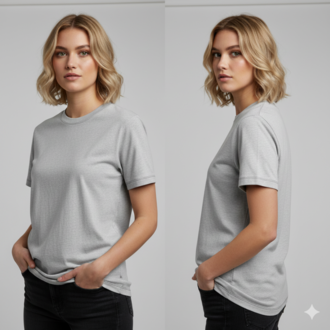 Premium Touch Unisex Gri Basic Tişört