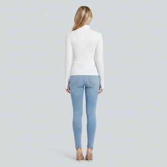Premium Fit Uzun Kollu Çımalı Dik Yakalı Ekru Body