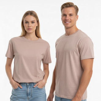 Premium Touch Unisex Pudra Basic Tişört