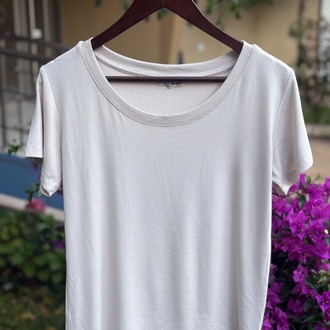 Premium Relax Fit Oval Yaka Tişört Bej