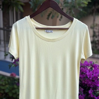 Premium Relax Fit Oval Yaka Tişört Sarı