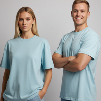 Premium Heavy Unisex Buz Mavisi Basic Tişört