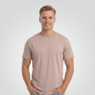 Premium Touch Unisex Pudra Basic Tişört