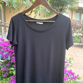 Premium Relax Fit Oval Yaka Tişört Siyah