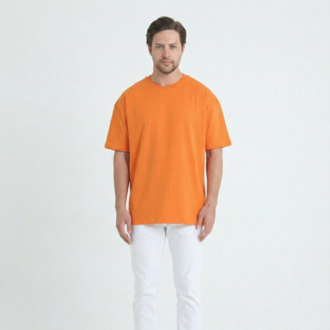 Premium Essential Unisex Turuncu Yarım Oversize Tişört
