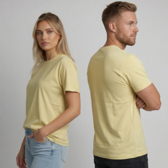 Premium Touch Unisex Sarı Basic Tişört