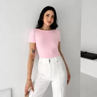 Premium Fit Pembe Prenses Yaka Body