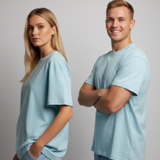 Premium Heavy Unisex Buz Mavisi Basic Tişört