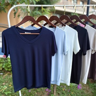Premium Relax Fit V YakaTişört Lacivert