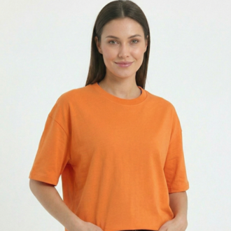 Premium Essential Unisex Turuncu Yarım Oversize Tişört