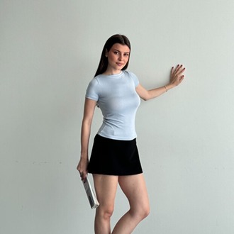 Premium Fit Bebe Mavisi Prenses Yaka Body