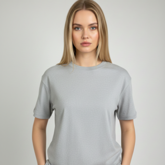 Premium Touch Unisex Gri Basic Tişört