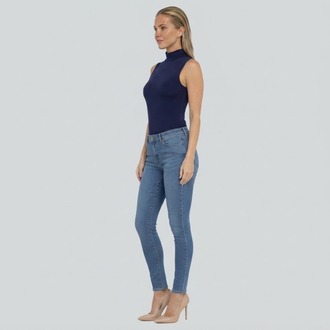 Premium Fit Dik Yaka Modal Kumaş Kolsuz Lacivert Body
