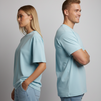 Premium Heavy Unisex Buz Mavisi Basic Tişört