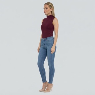 Premium Fit Dik Yaka Modal Kumaş Kolsuz Bordo Body