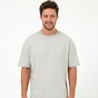Premium Essential Unisex  Gri  Yarım Oversize Tişört
