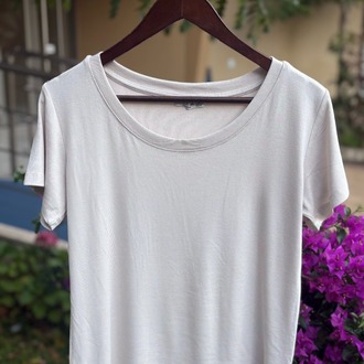 Premium Relax Fit Oval Yaka Tişört Bej