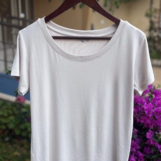 Premium Relax Fit Oval Yaka Tişört Kırık Beyaz