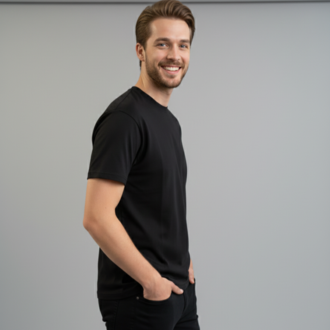 Premium Touch Unisex Siyah Basic Tişört