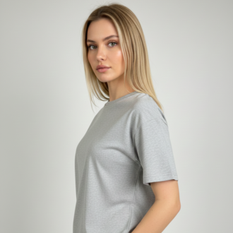 Premium Touch Unisex Gri Basic Tişört