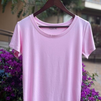 Premium Relax Fit Oval Yaka Tişört Pembe