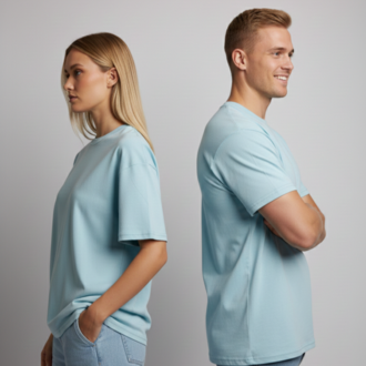 Premium Heavy Unisex Buz Mavisi Basic Tişört