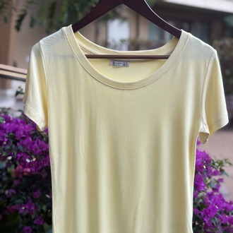 Premium Relax Fit Oval Yaka Tişört Sarı