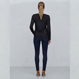 Premium Relax Fit V Yaka Uzun Kollu Tişört Siyah