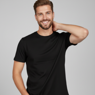 Premium Touch Unisex Siyah Basic Tişört