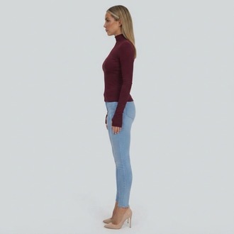 Premium Fit Uzun Kollu Çımalı Dik Yakalı Bordo Body
