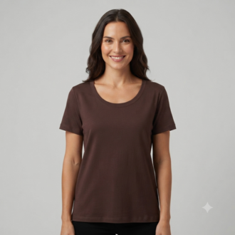 Premium Relax Fit Oval Yaka Tişört Acı Kahve