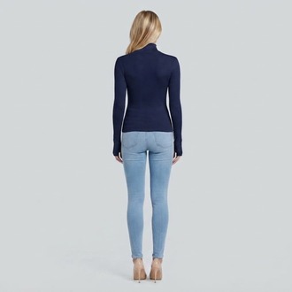Premium Fit Uzun Kollu Çımalı Dik Yakalı Lacivert Body