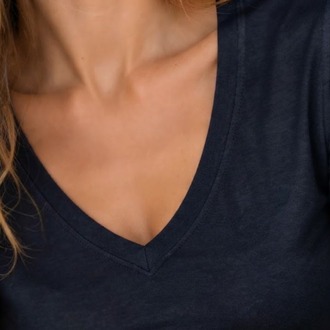 Premium Relax Fit V Yaka Uzun Kollu Tişört Lacivert