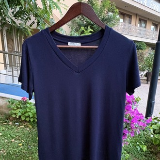 Premium Relax Fit V YakaTişört Lacivert